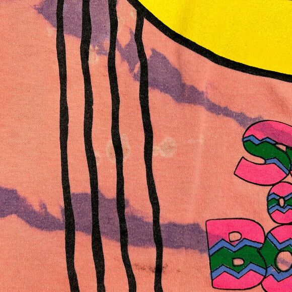 Vintage South of the Border T Shirt Mens Medium Hippie Smiling Face 80s Orange - Picture 5 of 7